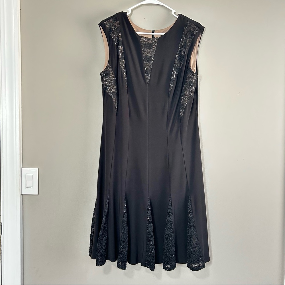 R & M Richards Elegant Black Sequin Dress